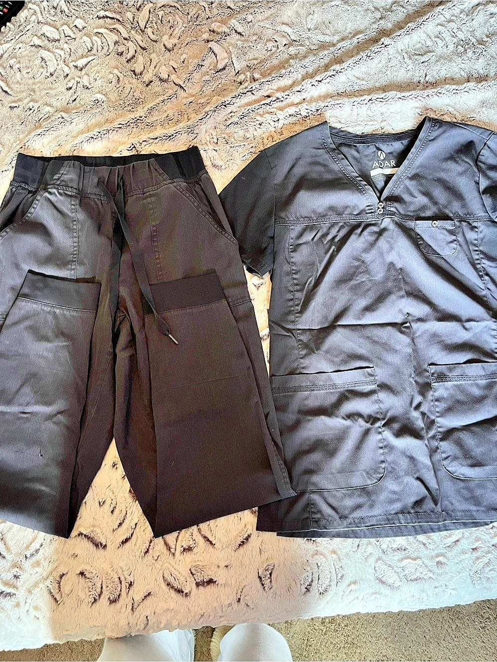 Adar Pro Women's Scrub Set Black Cargo Pants